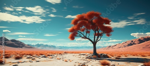 Landscape with a lonely tree in the desert