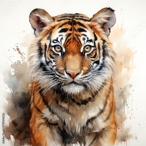 Watercolor Sumatran tiger  clipart Illustration  Generative Ai