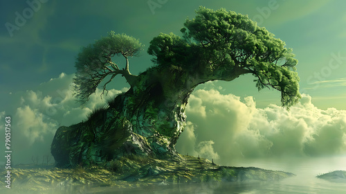 Surrealism nature wallpaper the mysterious balance was created. © DrPhatPhaw