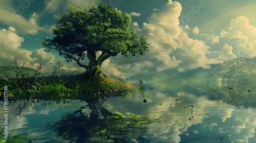 Surrealism nature wallpaper the mysterious balance was created.