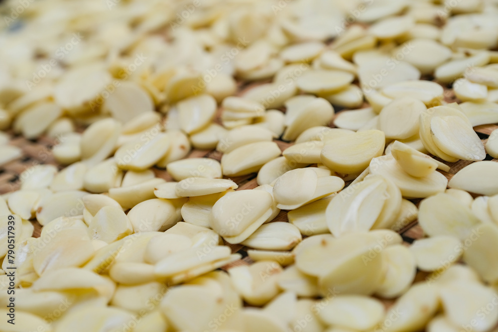 Sliced garlic for cooking ingredients Sliced garlic for cooking ingredients