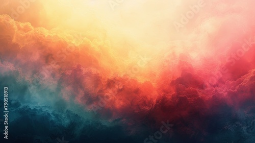 Abstract representation of sunset clouds with a stunning blend of fiery orange and cool blue tones, evoking warmth and serenity.