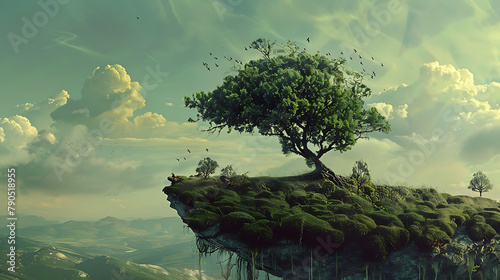 Surrealism nature wallpaper the mysterious balance was created