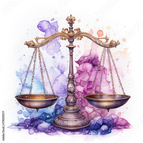 Watercolor scale icon, clipart Illustration, Generative Ai