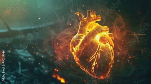 An illustration of a flaming heart. photo