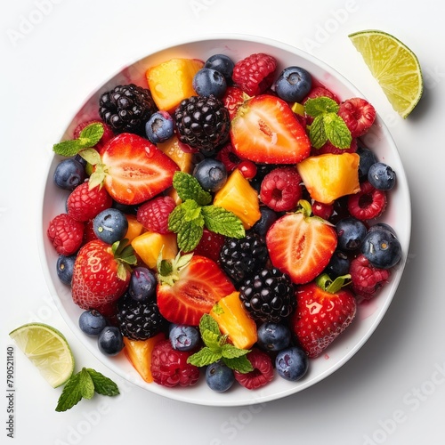 Refreshing berry fruit salad with a honey lime dressing