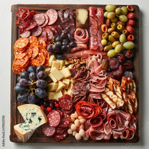 Artisanal charcuterie board featuring exotic meats and cheeses