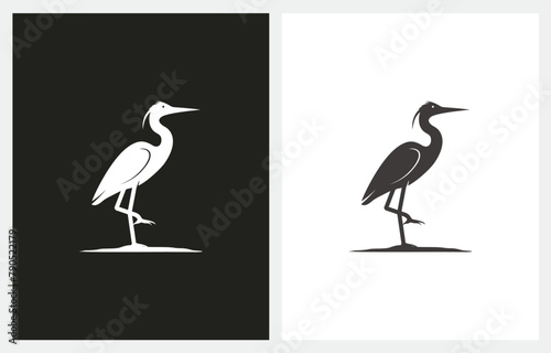 Heron Silhouette logo design icon vector