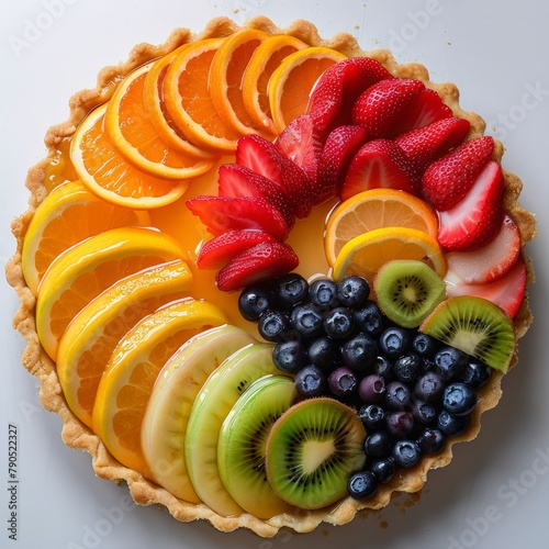 Decoratively sliced fruit tart