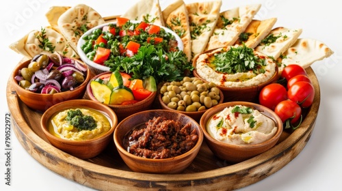 Middle Eastern hummus platter with pita bread