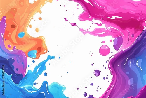 Colorful fluid abstract background with an empty center. The design material has a fun and cheerful theme. Fluid background with a blank center.