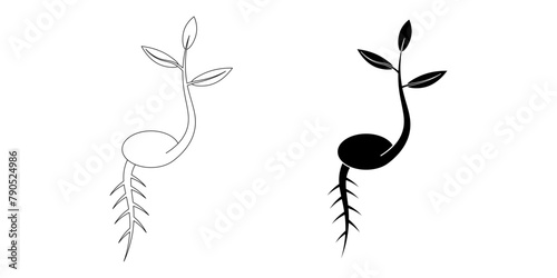 outline silhouette sprout icon set isolated on white background