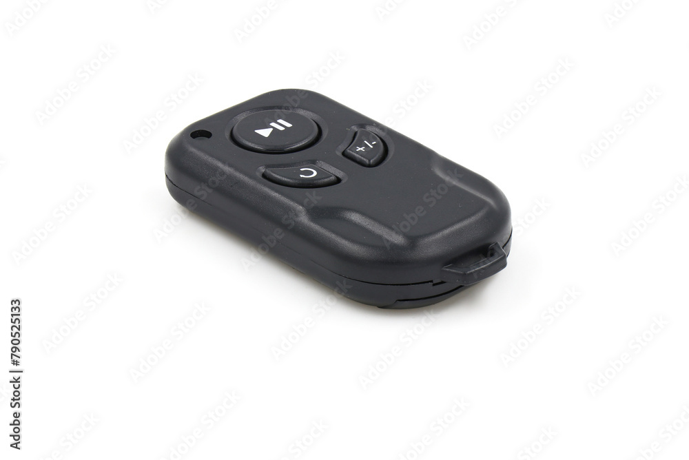 Black remote control on white background. Wireless remote control concept. Black remote control on white background. Wireless remote control concept.