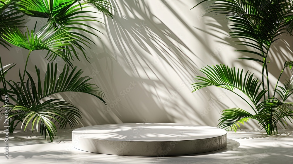 A white round table with palm trees in the background creates a serene and tropical ambiance. White circular table with palm trees in the background. A white round table with palm trees in the background creates a serene and tropical ambiance. White circular table with palm trees in the background.