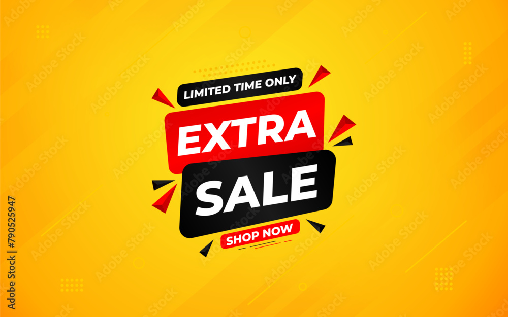 Fototapeta premium Extra Sale banner for web or social media. sale banner promotion template with discount tag. limited time offer, Get extra discount. Commercial poster, sale background vector illustration