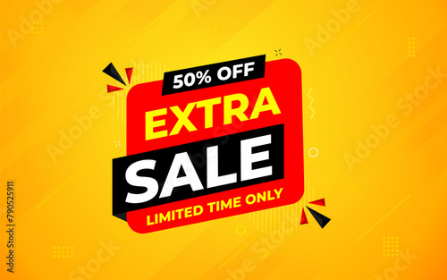 Extra Sale banner for web or social media. sale banner promotion template with discount tag. limited time offer, Get extra discount. Commercial poster, sale background vector illustration