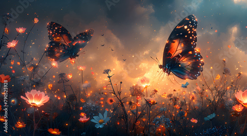 Whispers of Magic  Watercolor Wonderland of Giant Butterflies and Tiny Elves