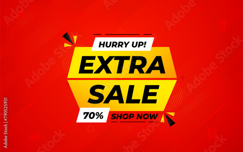 Extra Sale banner for web or social media. sale banner promotion template with discount tag. limited time offer, Get extra discount. Commercial poster, sale background vector illustration