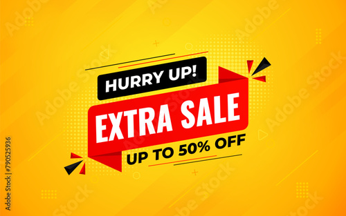 Extra Sale banner for web or social media. sale banner promotion template with discount tag. limited time offer, Get extra discount. Commercial poster, sale background vector illustration