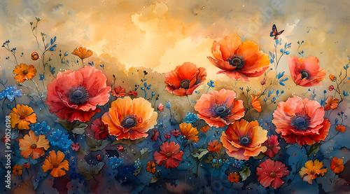 Dawn to Dusk: Watercolor Canvas Capturing the Ever-changing Light of Day