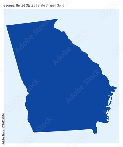 Georgia, United States. Simple vector map. State shape. Solid style. Border of Georgia. Vector illustration.