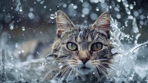 Cat Splashing in Water