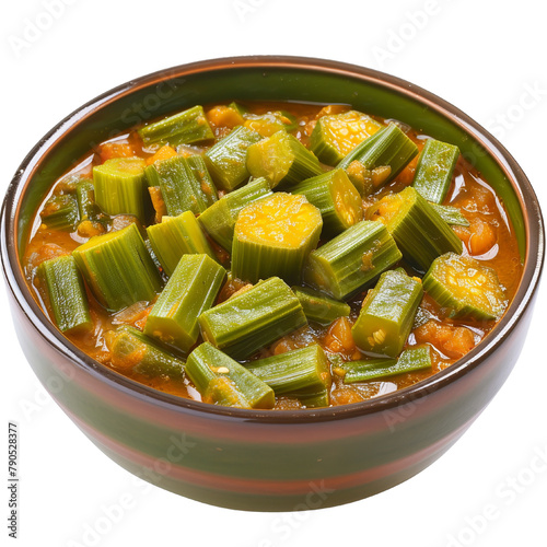 Delicious Gombo Okra soup Isolated On White Background  photo