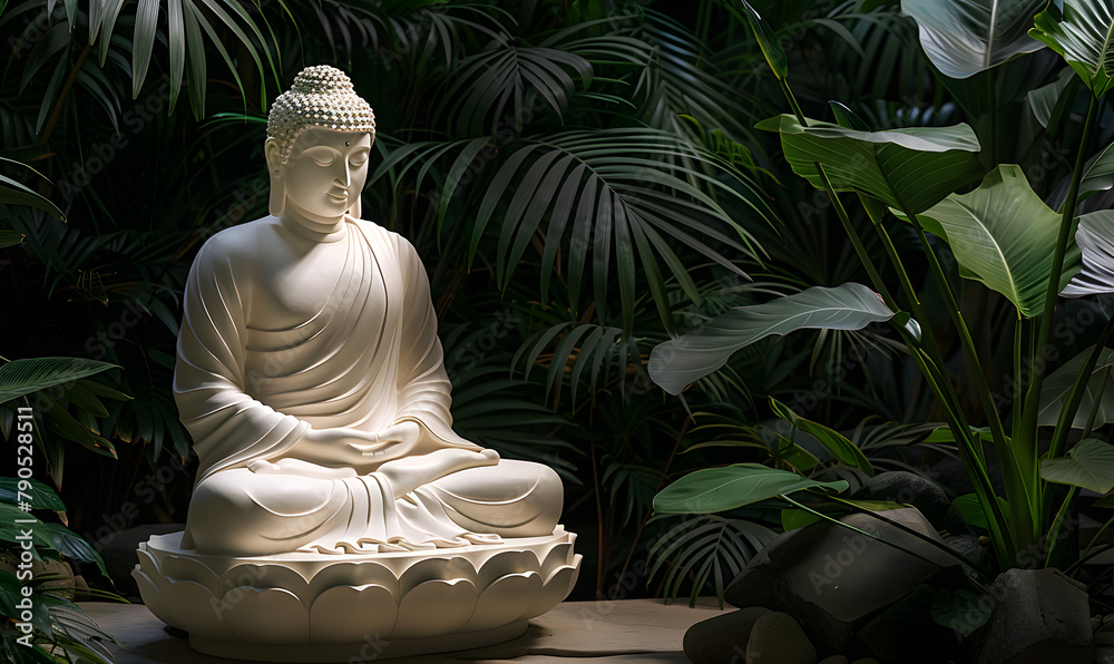 buddha statue in the garden, Generative AI buddha statue in the garden, Generative AI