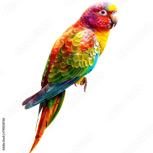 Fullbody Transparent image  of a Parakeet with vivid colors  and striking Features Ai generative 
