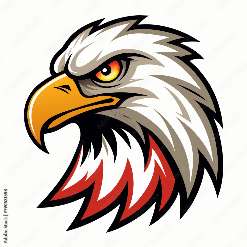 Fototapeta premium Eagle face logo vector art illustration, a angry face eagle logo vector isolated white background