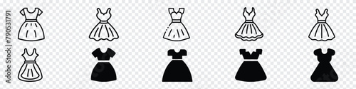 Set of women dresses line icon. Set of baby dresses line icon. Bridal dress, Evening dress line icons. Dress, female dress © MdAtaurRahman