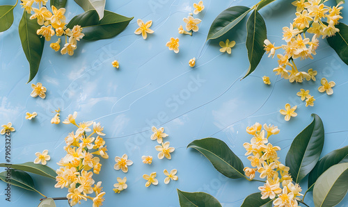 Osmanthus fragrans on top quarter, Generative AI  photo