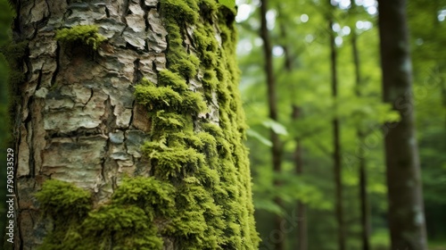 Moss-covered Tree Trunk in Lush Forest