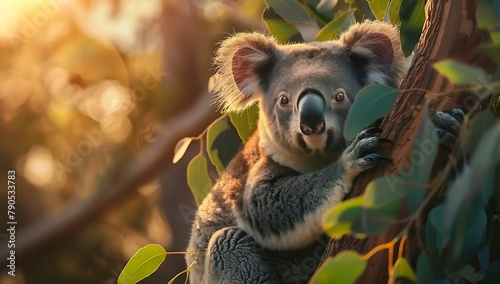 Koala bear sitting on tree