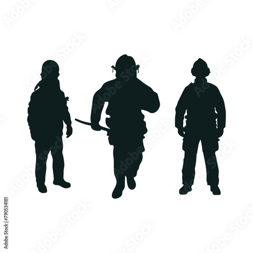 silhouettes of firefighter