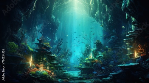 Vibrant underwater scene teeming with colorful fish and coral reef in an aquarium setting
