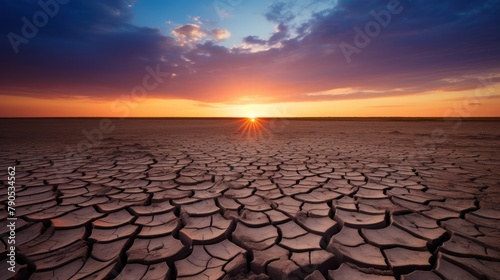 Cracked Desert Earth under Scorching Sun