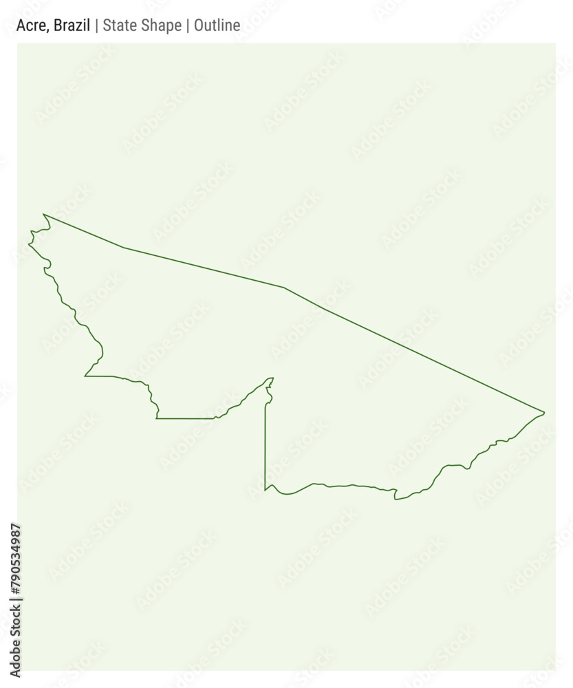 Acre, Brazil. Simple vector map. State shape. Outline style. Border of Acre. Vector illustration.