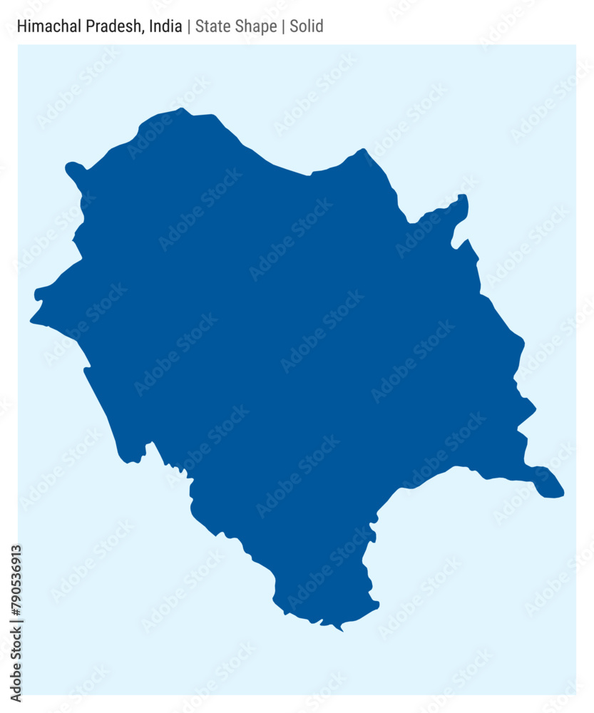 Himachal Pradesh, India. Simple vector map. State shape. Solid style. Border of Himachal Pradesh. Vector illustration.