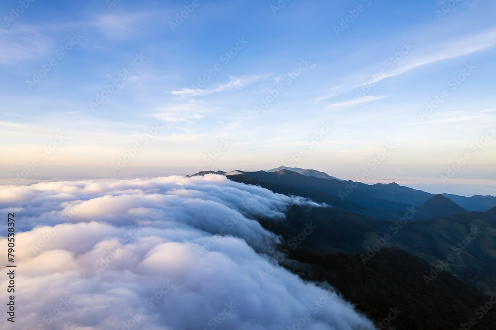 Beautiful sunlight over the mountain and misty of Thailand Beautiful sunlight over the mountain and misty of Thailand