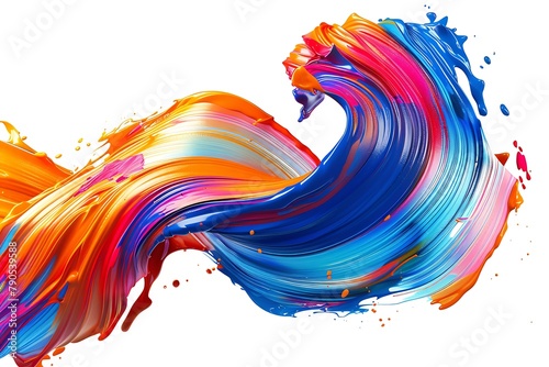 3d rendering, abstract twisted brush stroke, paint splash, splatter, colorful curl, artistic spiral, isolated on white. 3d rendering, abstract twisted brush stroke, paint splas photo