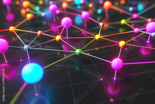 : A 3D logo for a digital marketing agency, featuring interconnected nodes in vibrant colors, symbolizing network and connectivity.