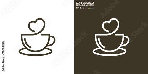 Vector design template of coffee combination with love logo, heart, diner, romantic, restaurant, icon symbol EPS 10