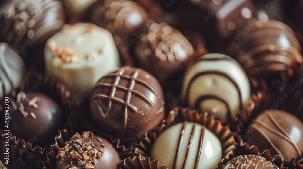 The concept of World Chocolate Day. Various chocolates. copy Space for text. chocolate background concept
