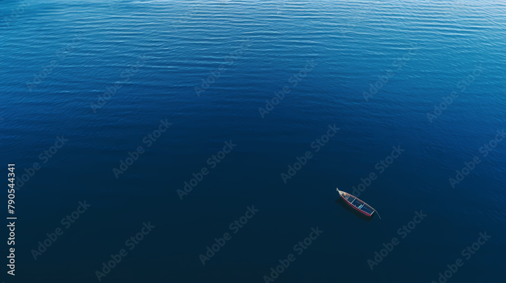 A small boat in the middle of the sea