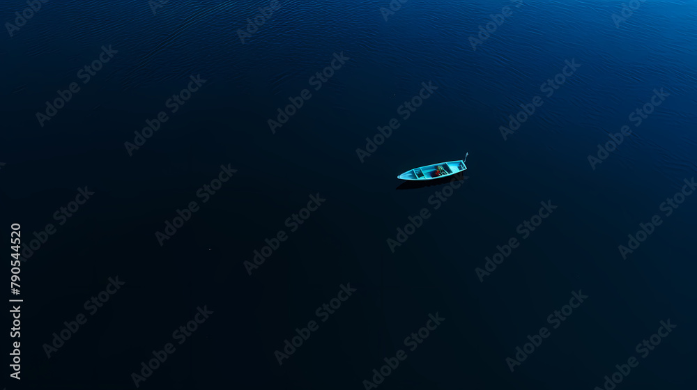 A small boat in the middle of the sea A small boat in the middle of the sea