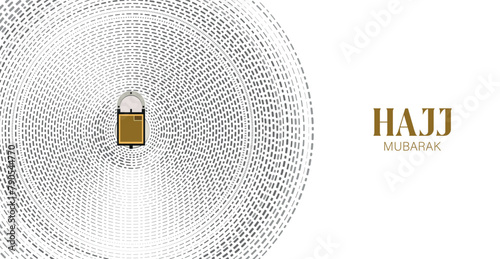 Kaaba vector top view banner design for Hajj in Saudi Arabia. Hajj Mabrour and Eid Mubarak
