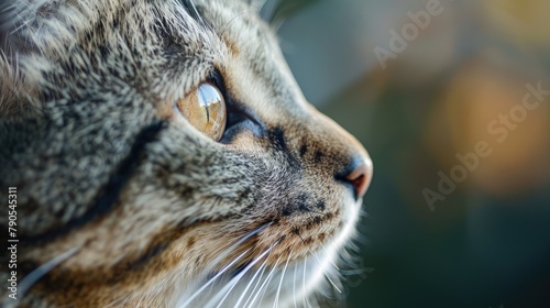 Close up Image of a Tabby Cat Gazing Sideways