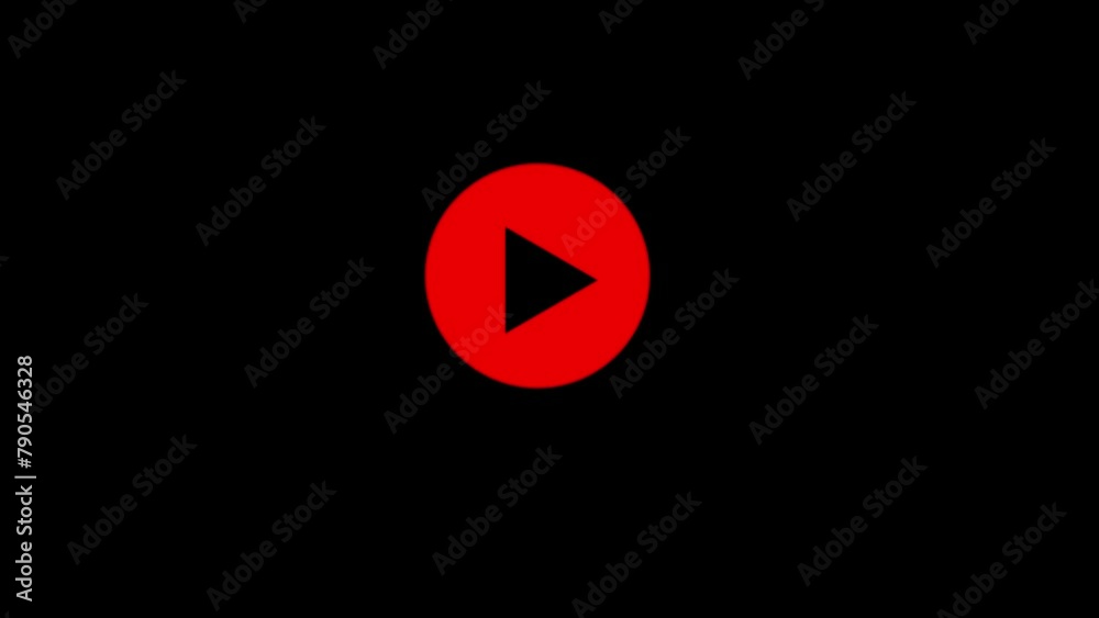 Animated play button on screen. Animation play button Animated play button on screen. Animation play button