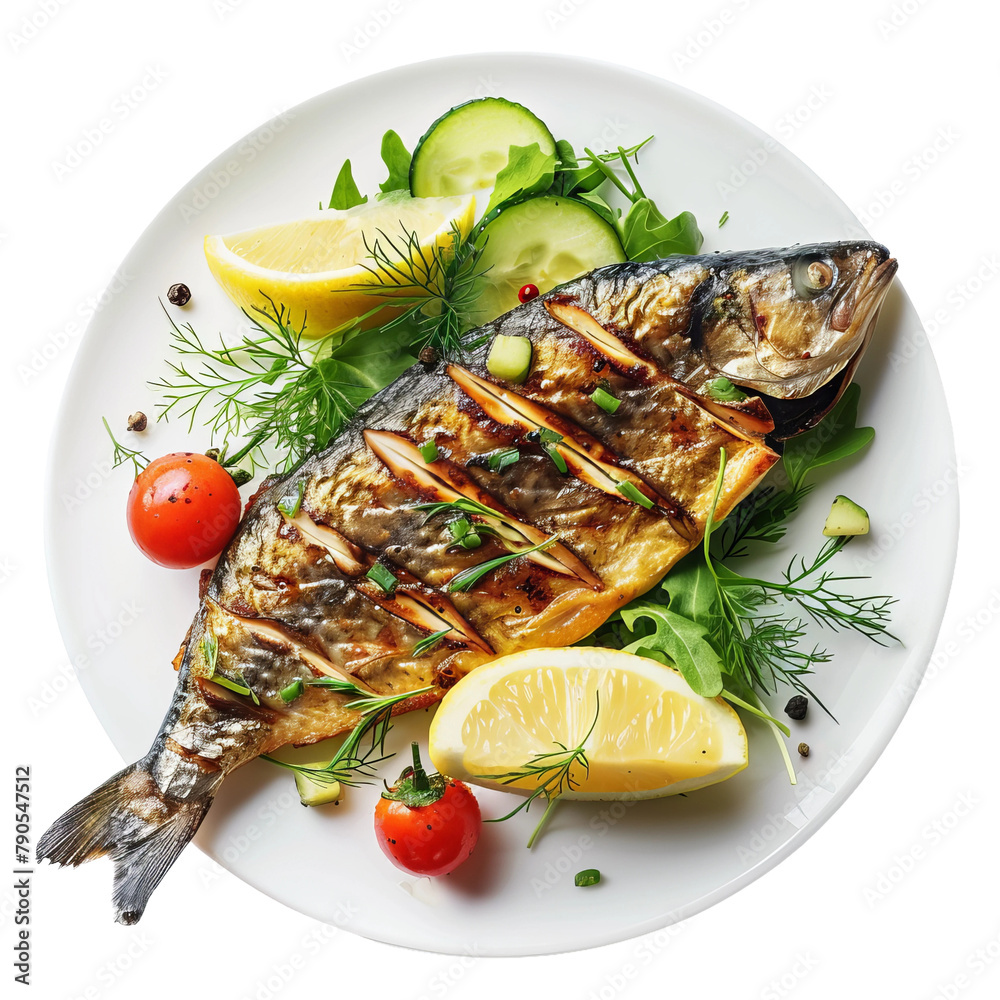 Tasty Grilled Mackerel Isolated On White Background Tasty Grilled Mackerel Isolated On White Background